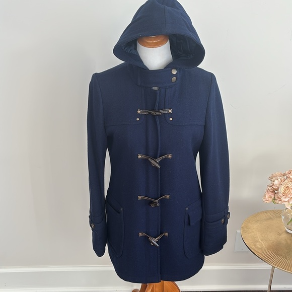 American Eagle Outfitters Jackets & Blazers - American Eagle Outfitters Wool blend hooded toggle coat navy M